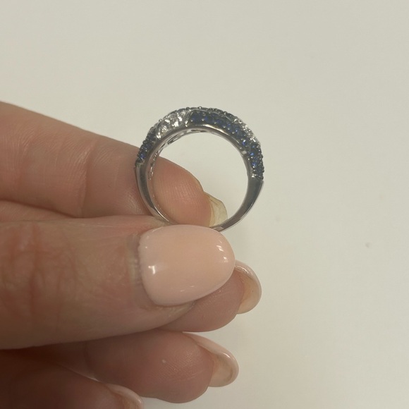 Suzy Levian Blue Sapphire Created White Sapphire Ring NWT - Picture 5 of 5